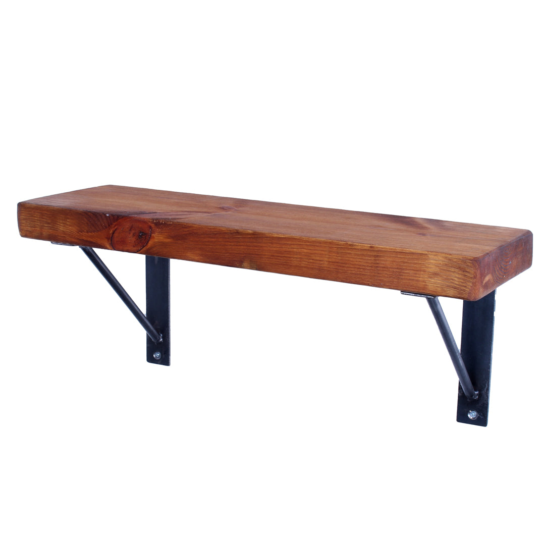 Crest and Weave, Pine Shelf, 220mm×40mm, 12mm Round Bracket, Rustic — side view