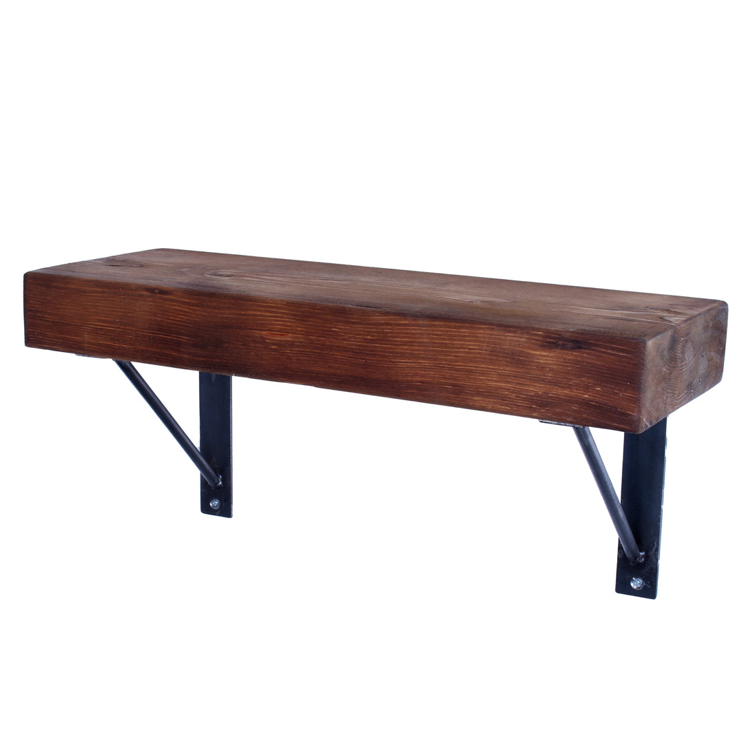 Crest and Weave, FSC Pine Shelf, 220mm×70mm, 40mm×3mm Bracket, Rustic — detail of top finish