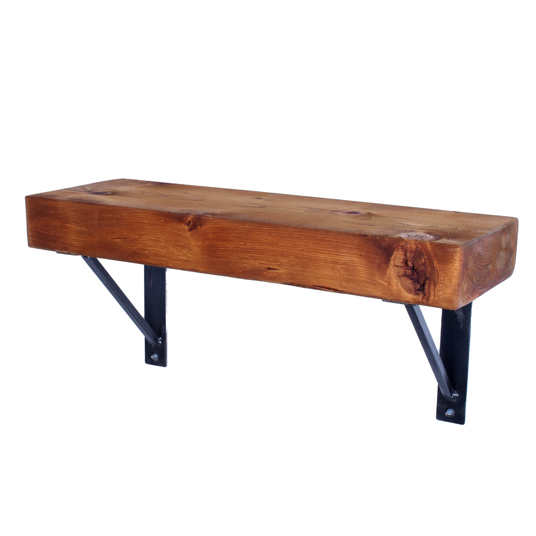 Crest and Weave, Solid Oak Shelf, 220mm×70mm, Steel Brackets, Rustic — main product photo