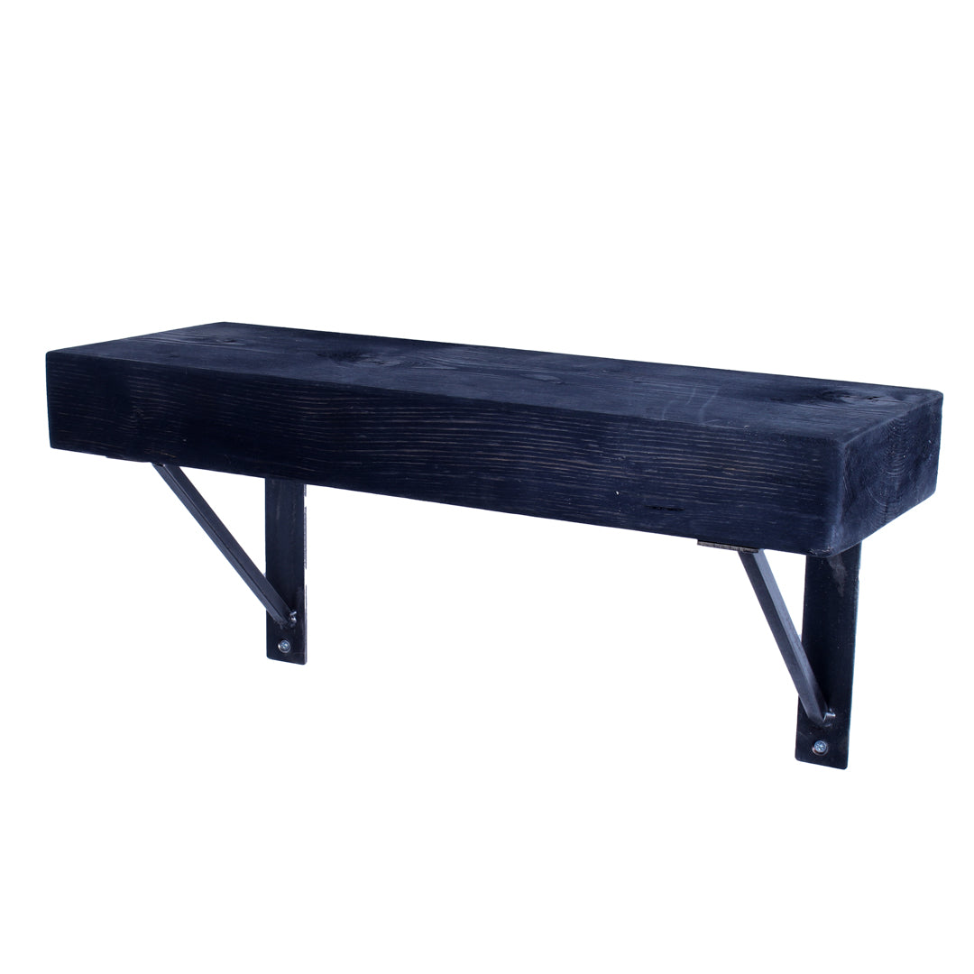 Crest and Weave, Solid Oak Shelf, 220mm×70mm, Steel Brackets, Rustic — detail of top finish