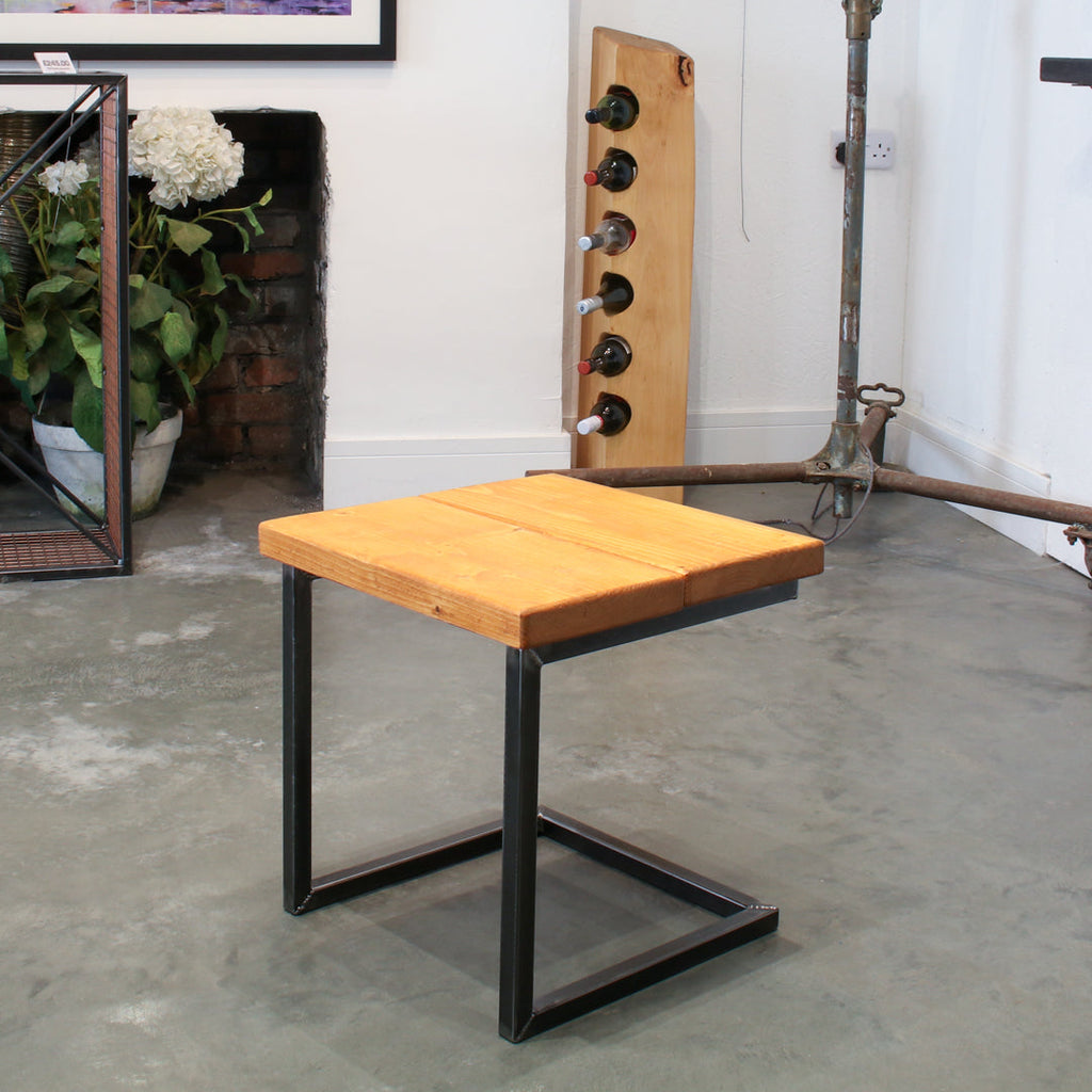 Crest and Weave, Solid Oak Low Stool, 440×440mm, 48mm Thick, Rustic — top view