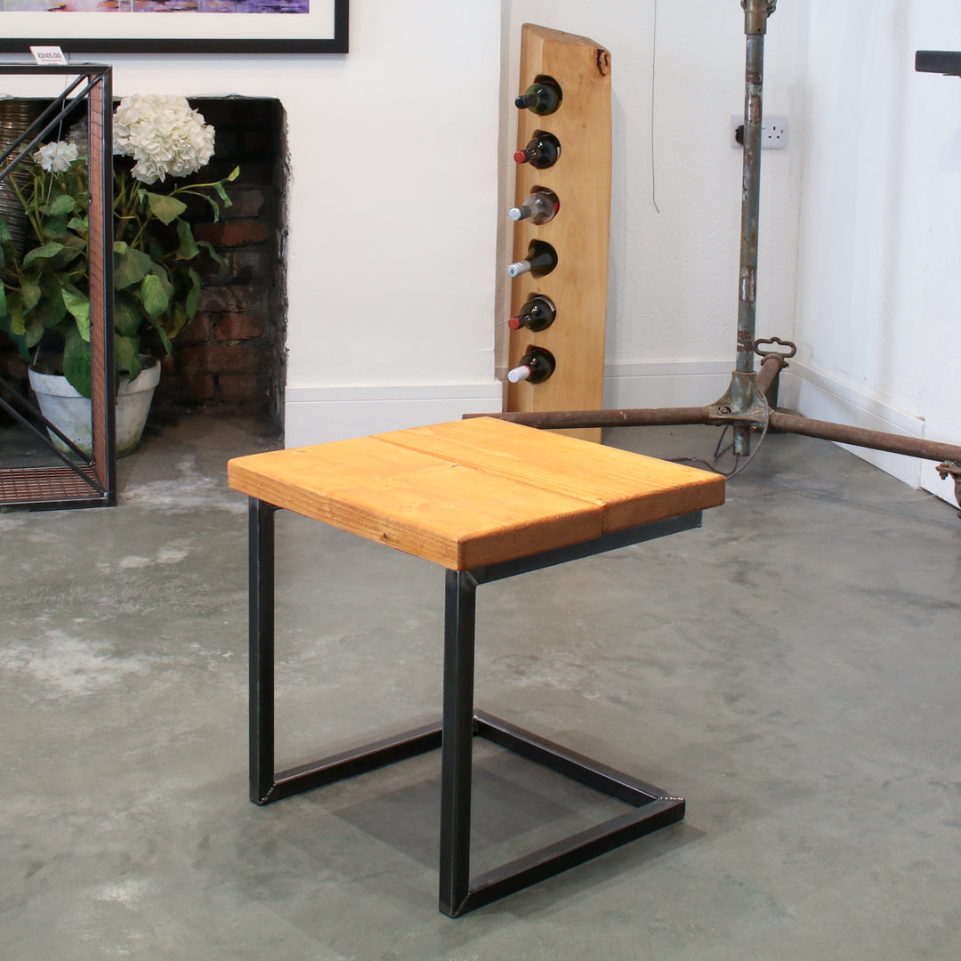 Crest and Weave, Solid Oak Low Stool, 440×440mm, 48mm Thick, Rustic — top view