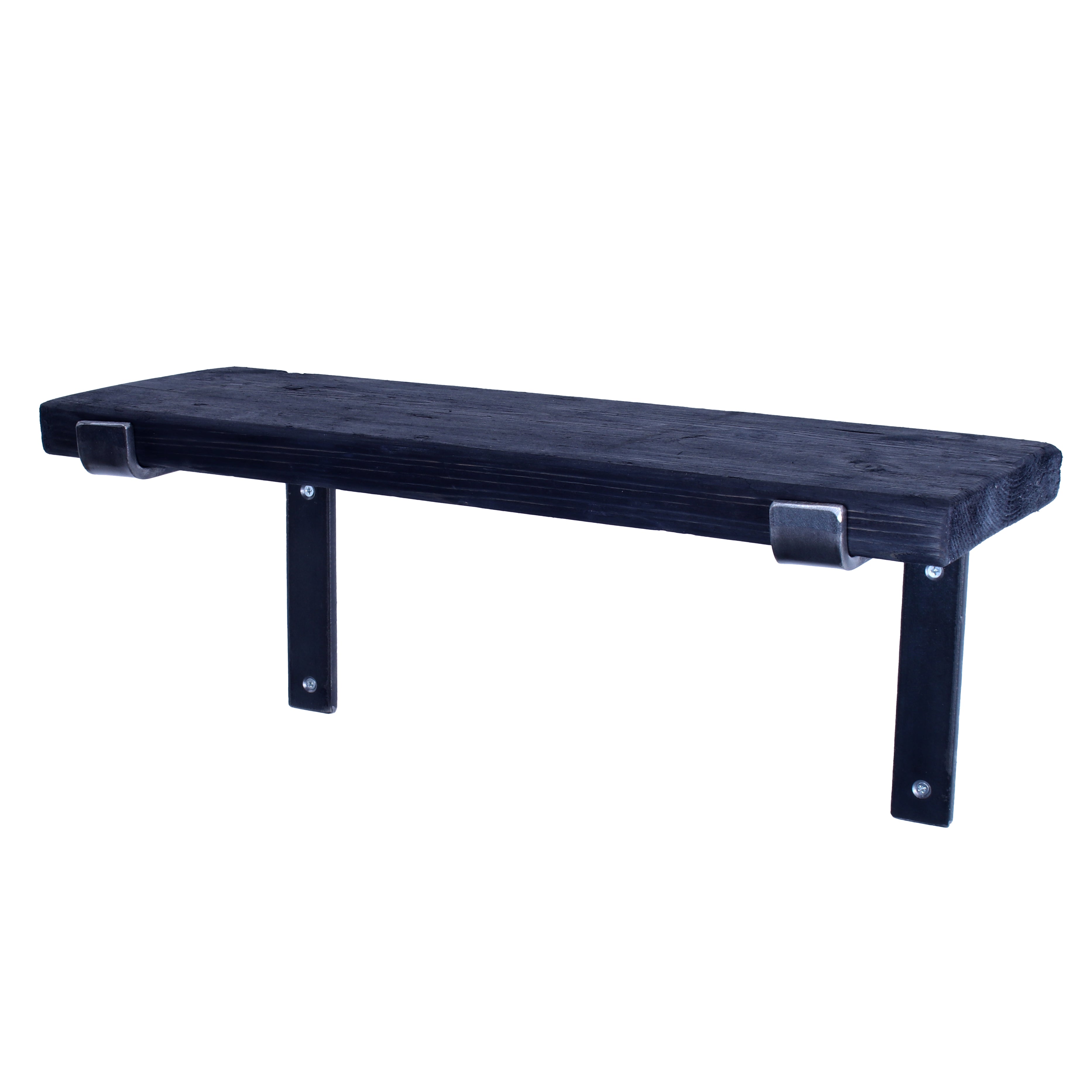 Crest and Weave, Scaffold Board Shelf, 220mm, Folded Brackets, Rustic — leg and frame detail