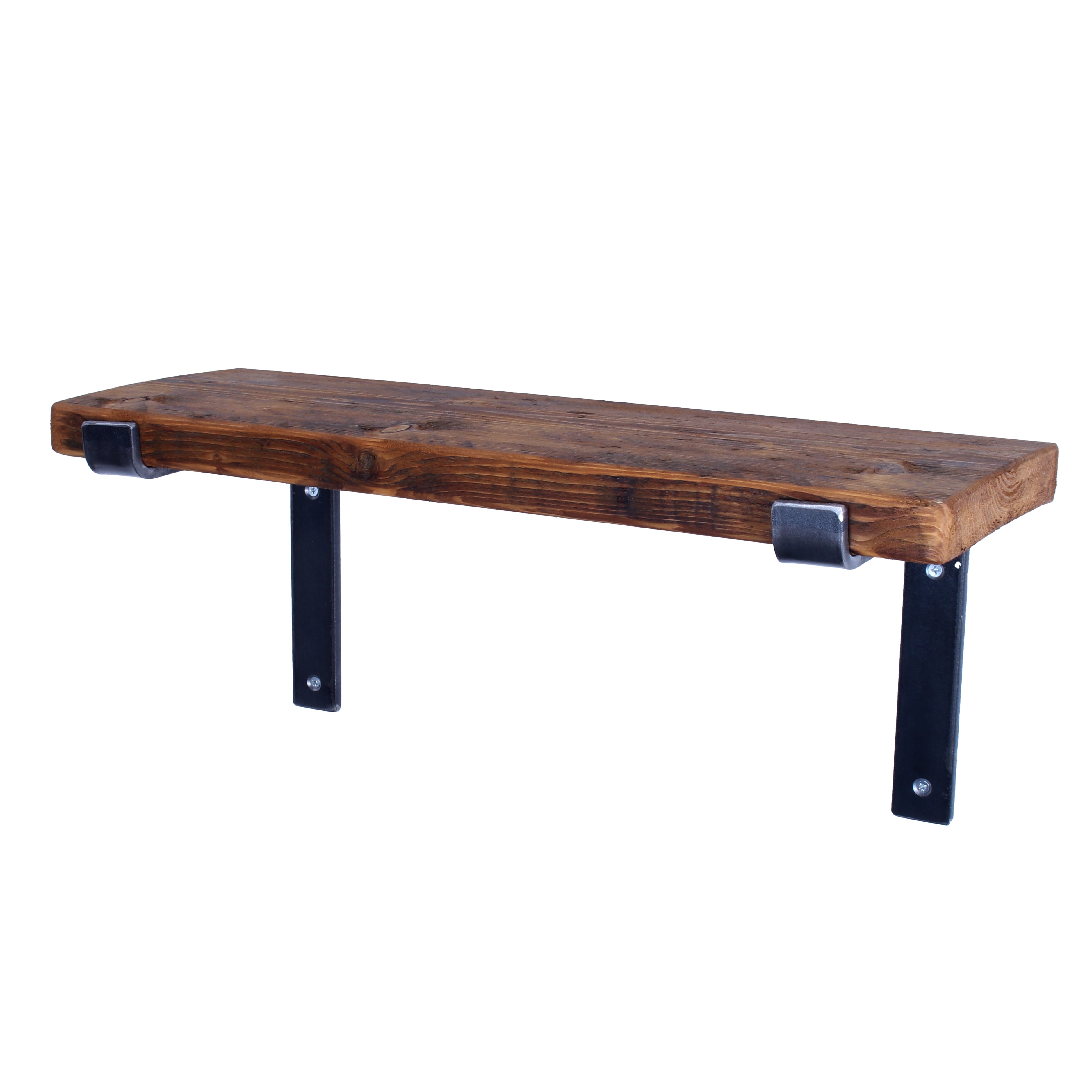 Crest and Weave, Scaffold Board Shelf, 220mm, Folded Brackets, Rustic — side view