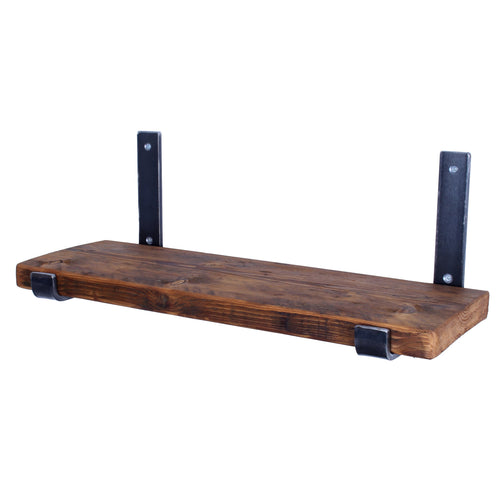 Crest and Weave, Reclaimed Scaffold Shelf, 220mm, Folded Brackets, Rustic — side view