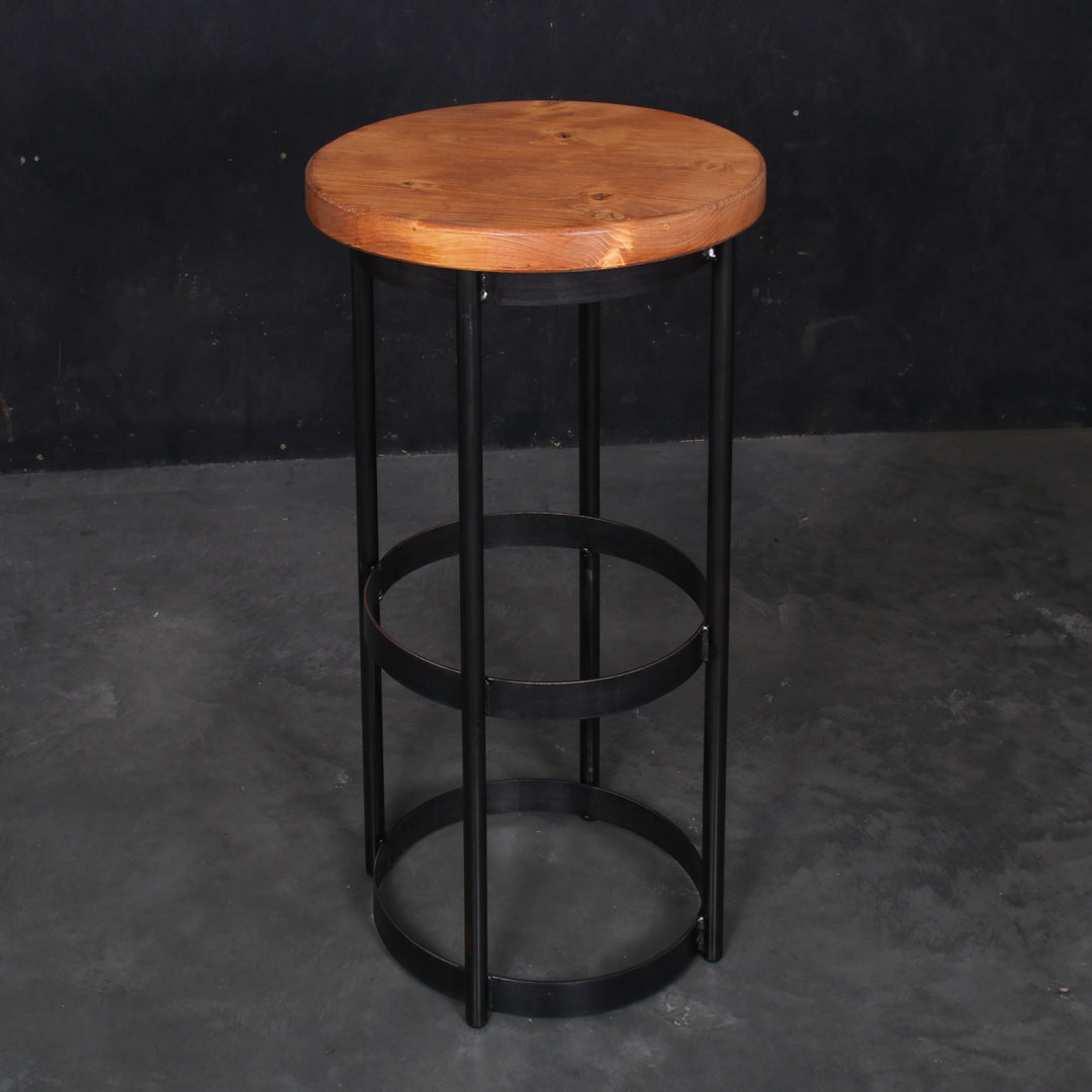 Crest and Weave, Solid Oak Bar Stool, 420mm Dia, 810mm Height, Rustic — side view