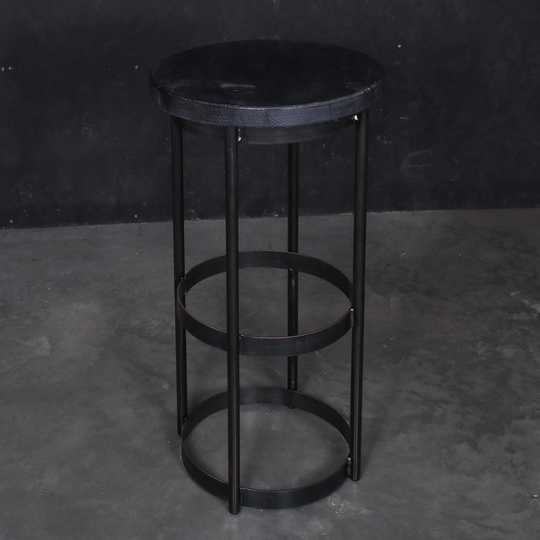 Crest and Weave, Solid Oak Bar Stool, 420mm Dia, 810mm Height, Rustic — detail of top finish