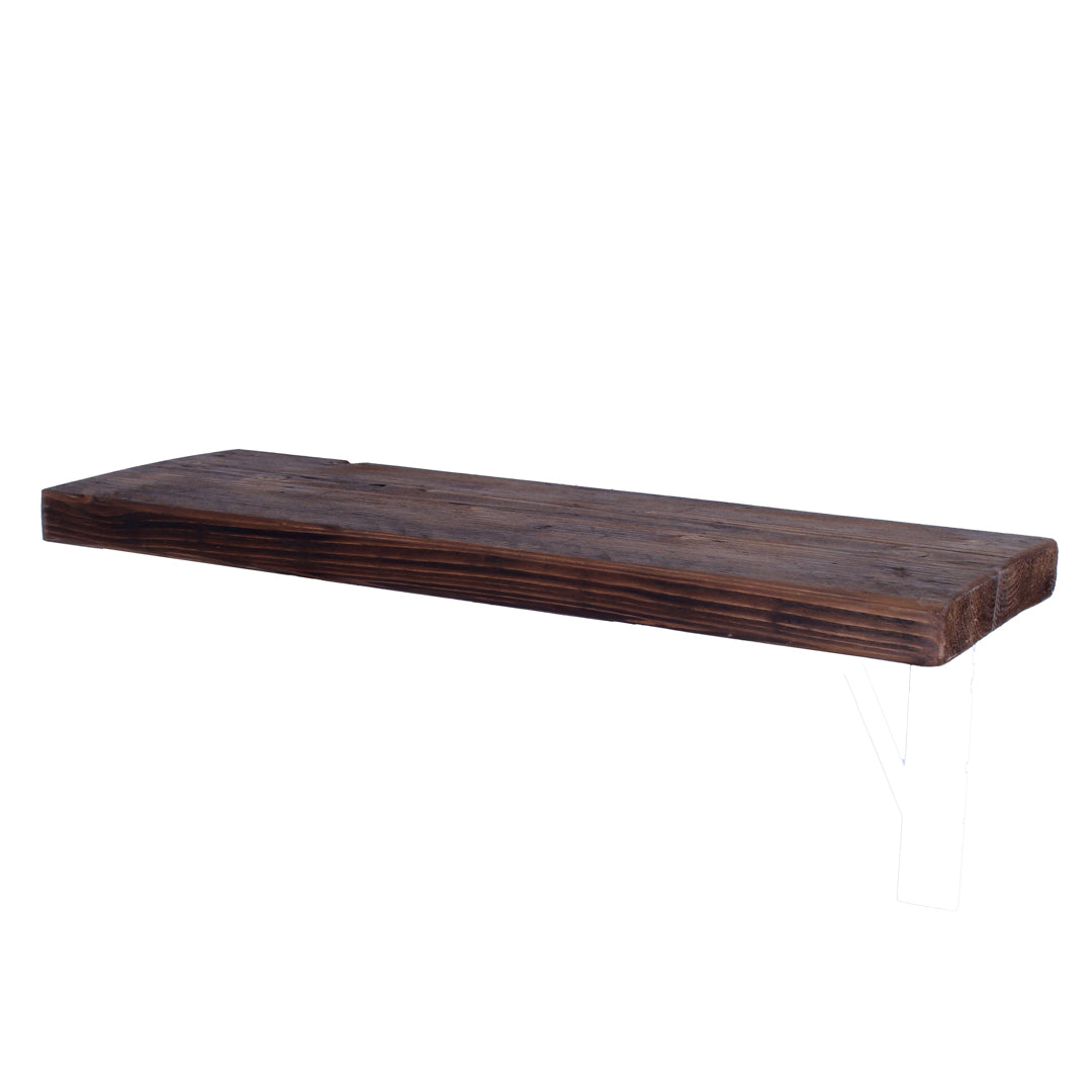 Crest and Weave, Reclaimed Scaffold Shelf, 220mm, Handmade UK, Rustic — leg and frame detail
