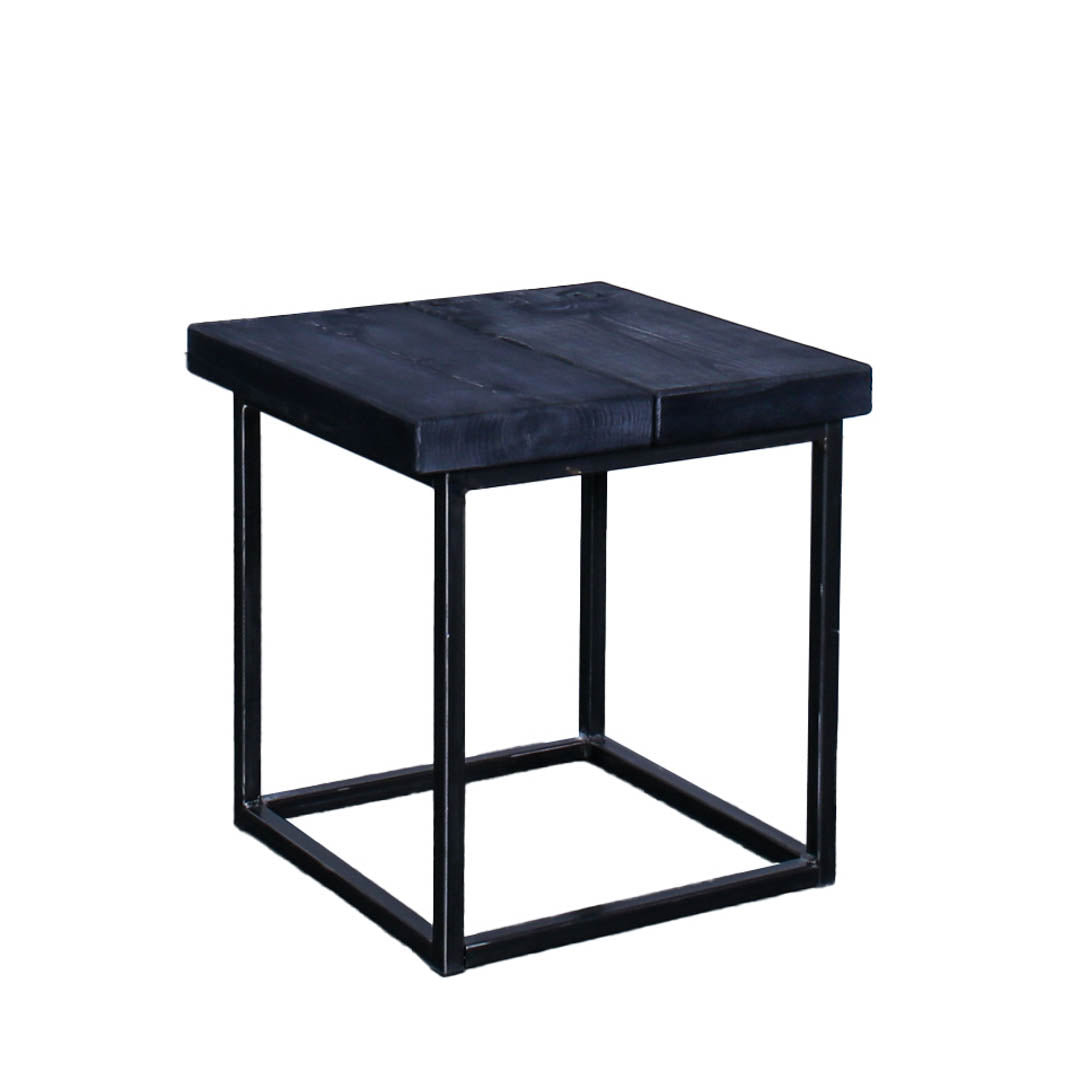 Crest and Weave, Solid Oak Side Table 440mm×440mm, 450mm Height, Rustic — top view