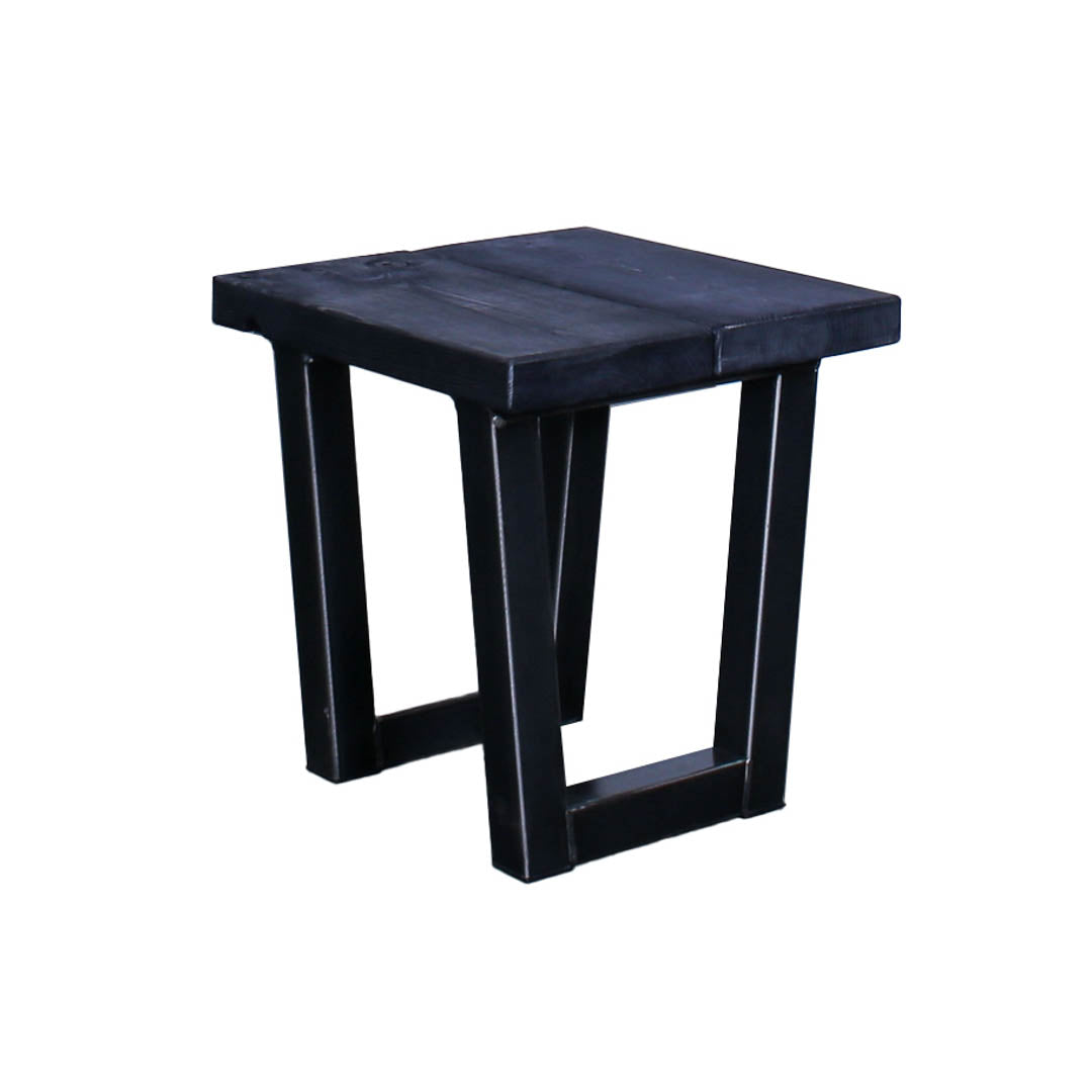 Crest and Weave, Solid Oak Low Stool, 440×440mm, 40mm Top, Rustic — leg and frame detail