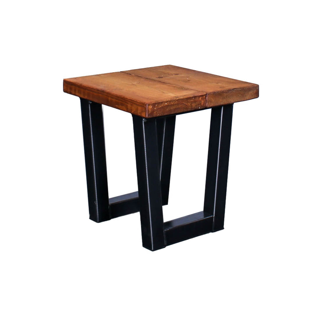 Crest and Weave, Solid Oak Side Table, 440×440mm, 40mm Top, Industrial — top view