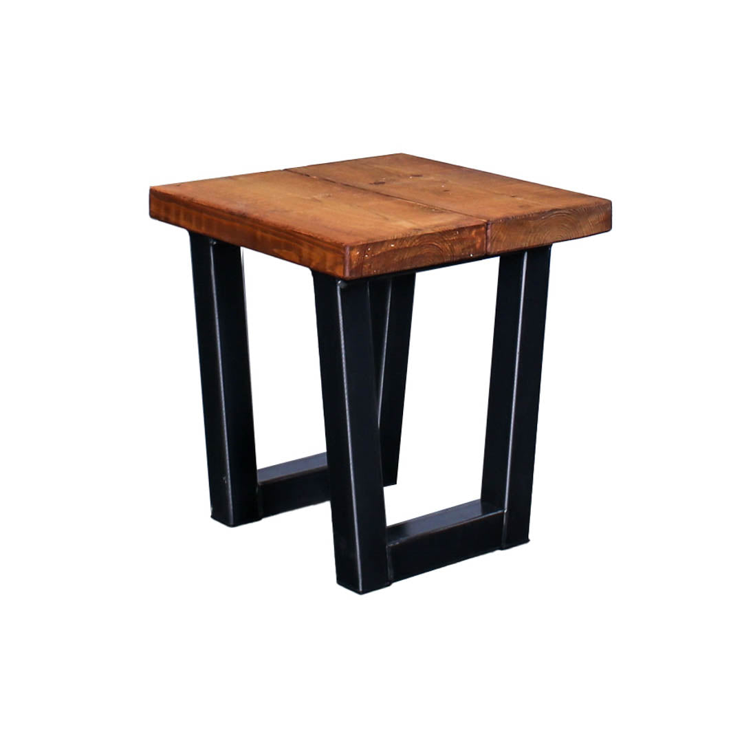 Crest and Weave, Solid Oak Low Stool, 440×440mm, 40mm Top, Rustic — top view