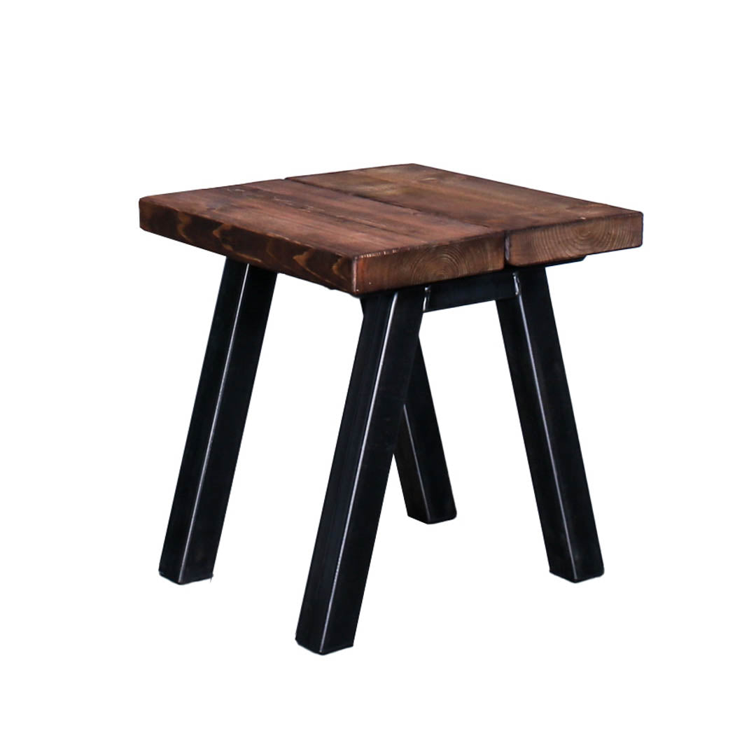 Crest and Weave, Solid Oak Low Stool, 440×440mm, 48mm × 460mm, Rustic — leg and frame detail