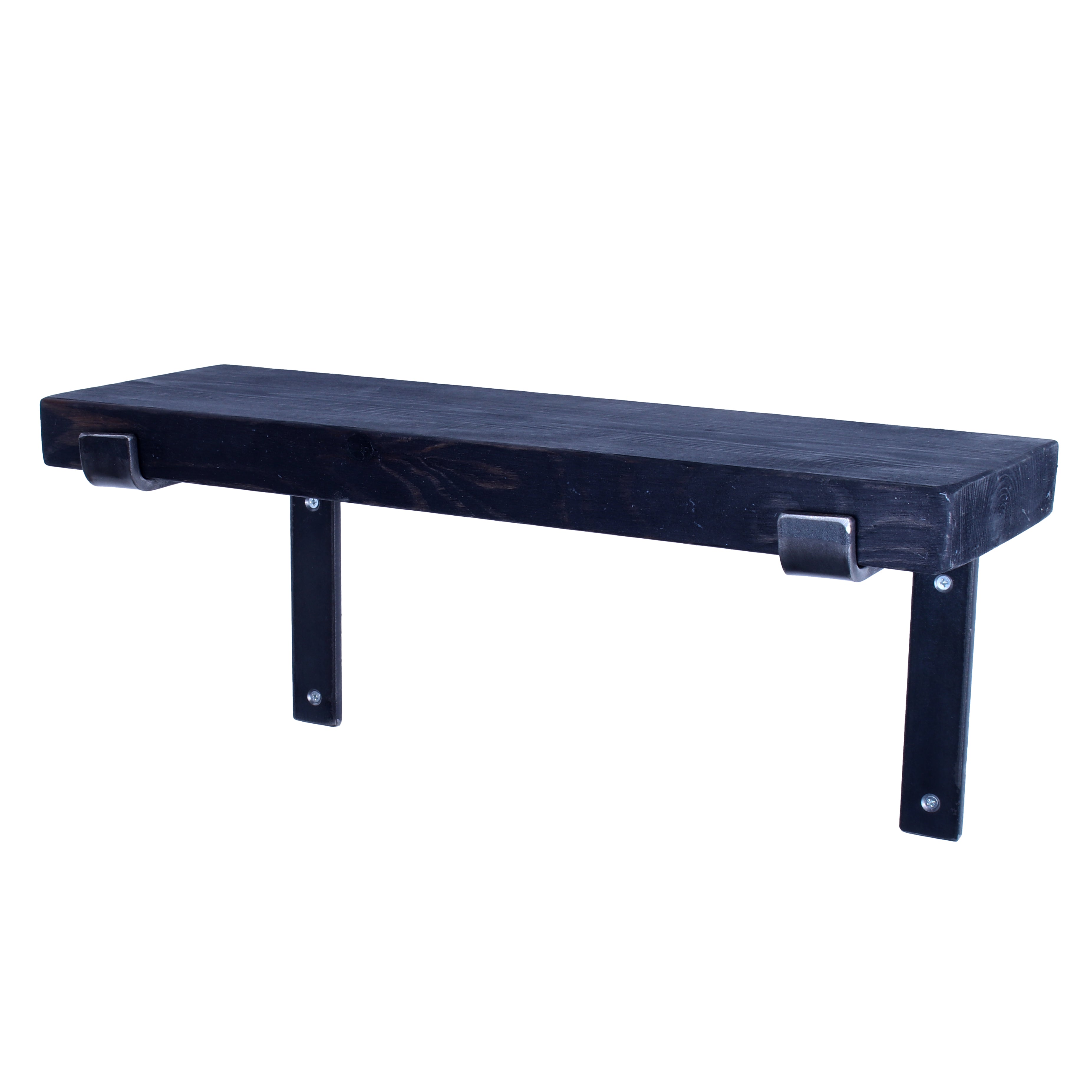 Crest and Weave, Pine Shelf, 220mm×40mm, Folded Steel Brackets, Rustic — main product photo