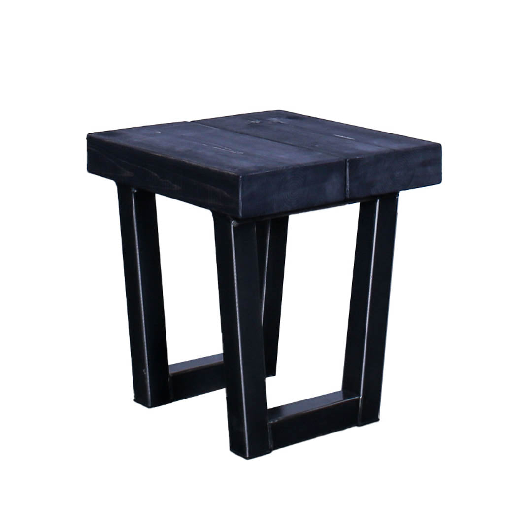 Crest and Weave, Solid Oak Side Table, 440mm×440mm, 70mm, Industrial — top view
