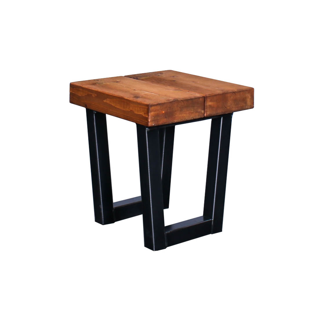 Crest and Weave, Solid Oak Stool, 440mm×440mm, 470mm Height, Rustic — leg and frame detail