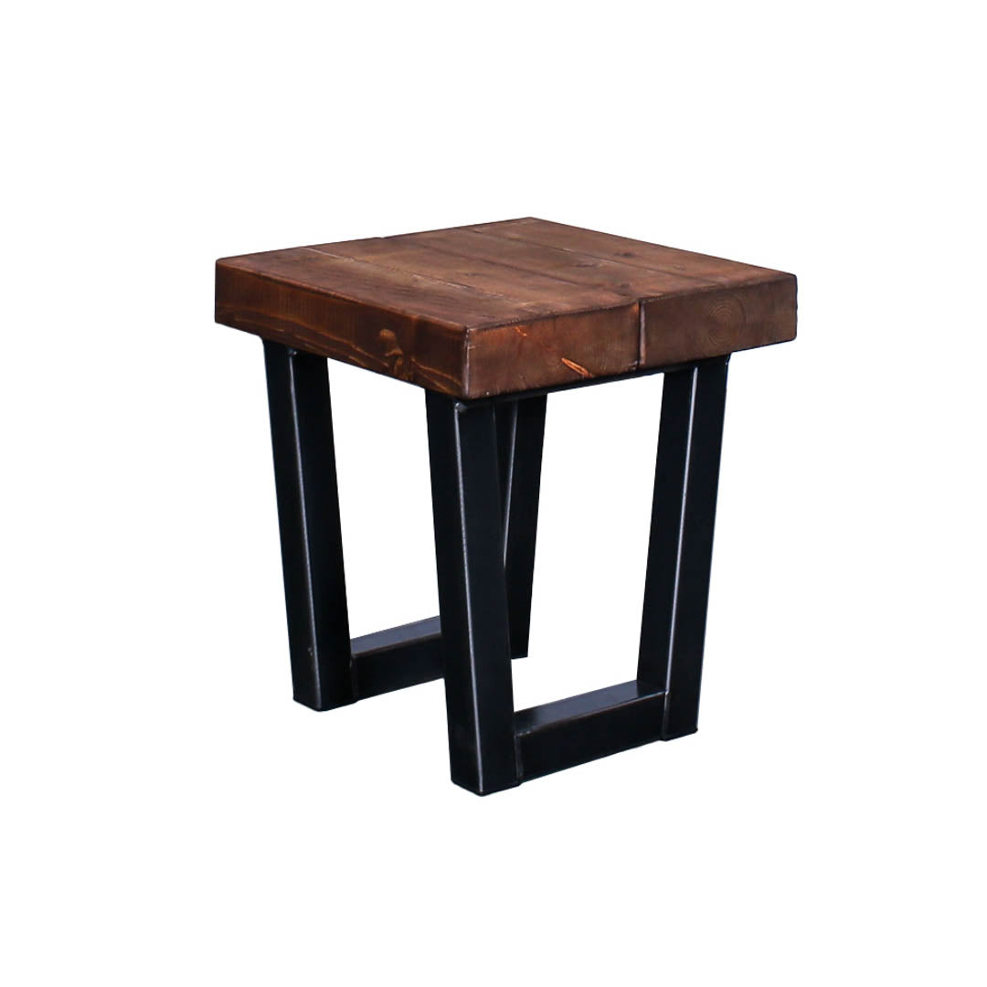 Crest and Weave, Solid Oak Stool, 440mm×440mm, 470mm Height, Rustic — wood grain detail