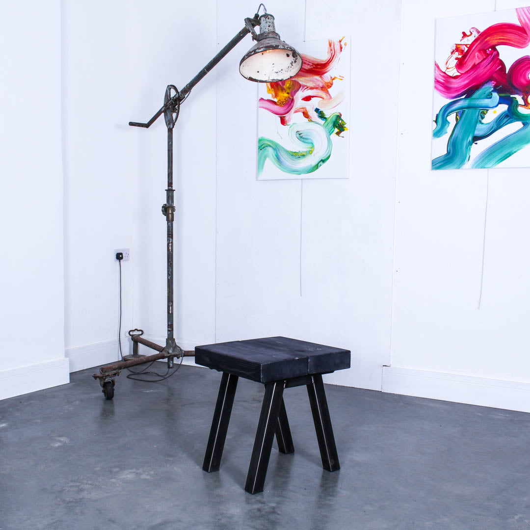 Crest and Weave, Solid Oak Side Table, 440mm×440mm, 70mm Top, Rustic — detail of top finish