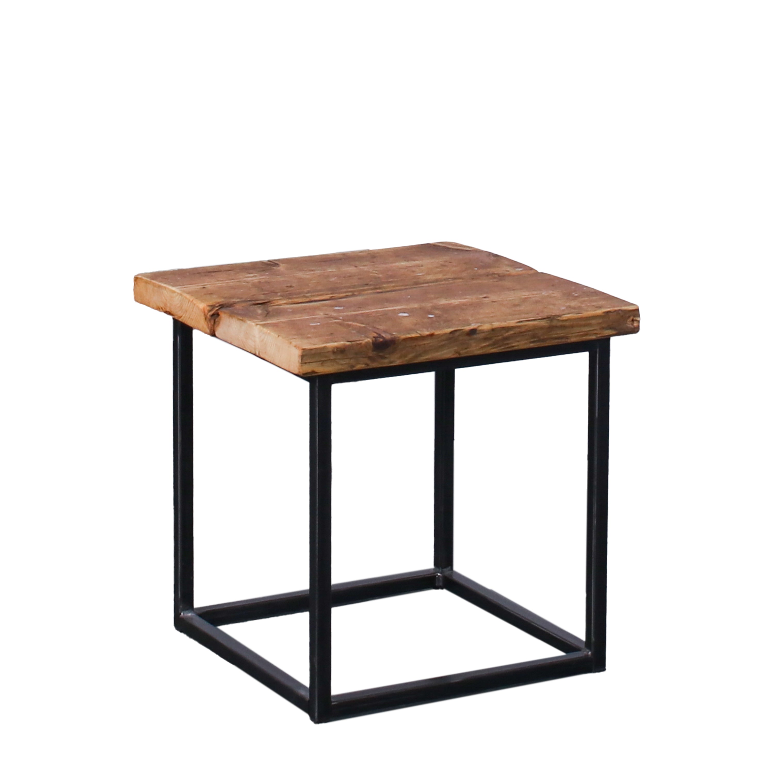 Crest and Weave, Reclaimed Scaffold Side Table, 440×440mm, 450mm, Rustic — side view