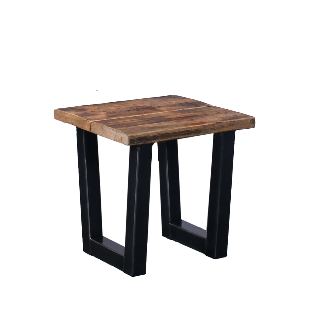 Crest and Weave, Scaffold Board Side Table, 440×440mm, 38mm Top, Rustic — side view